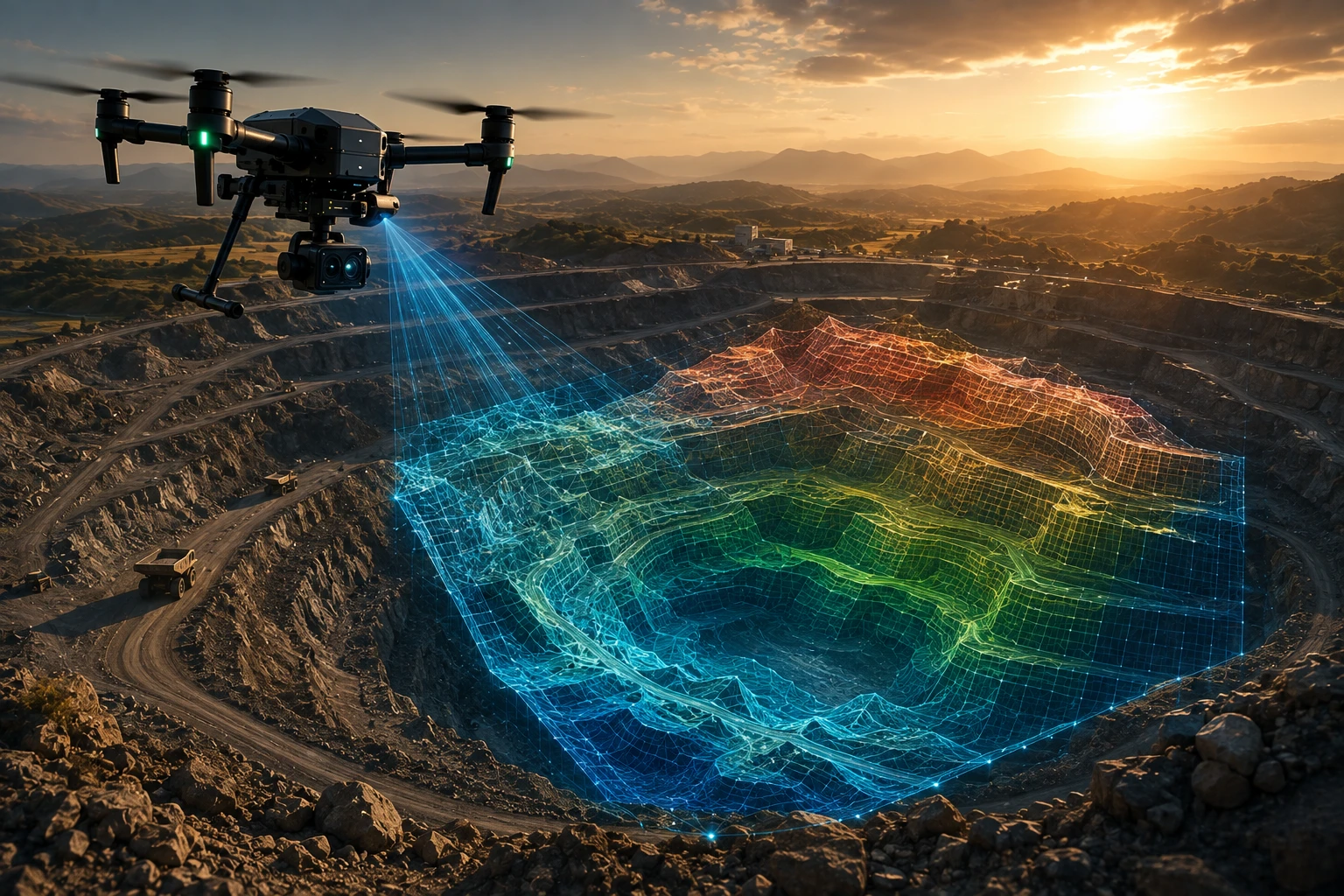 Professional drone survey deliverables showing orthomosaic maps, elevation models, point clouds, GIS files, and final reporting for engineering and planning projects.